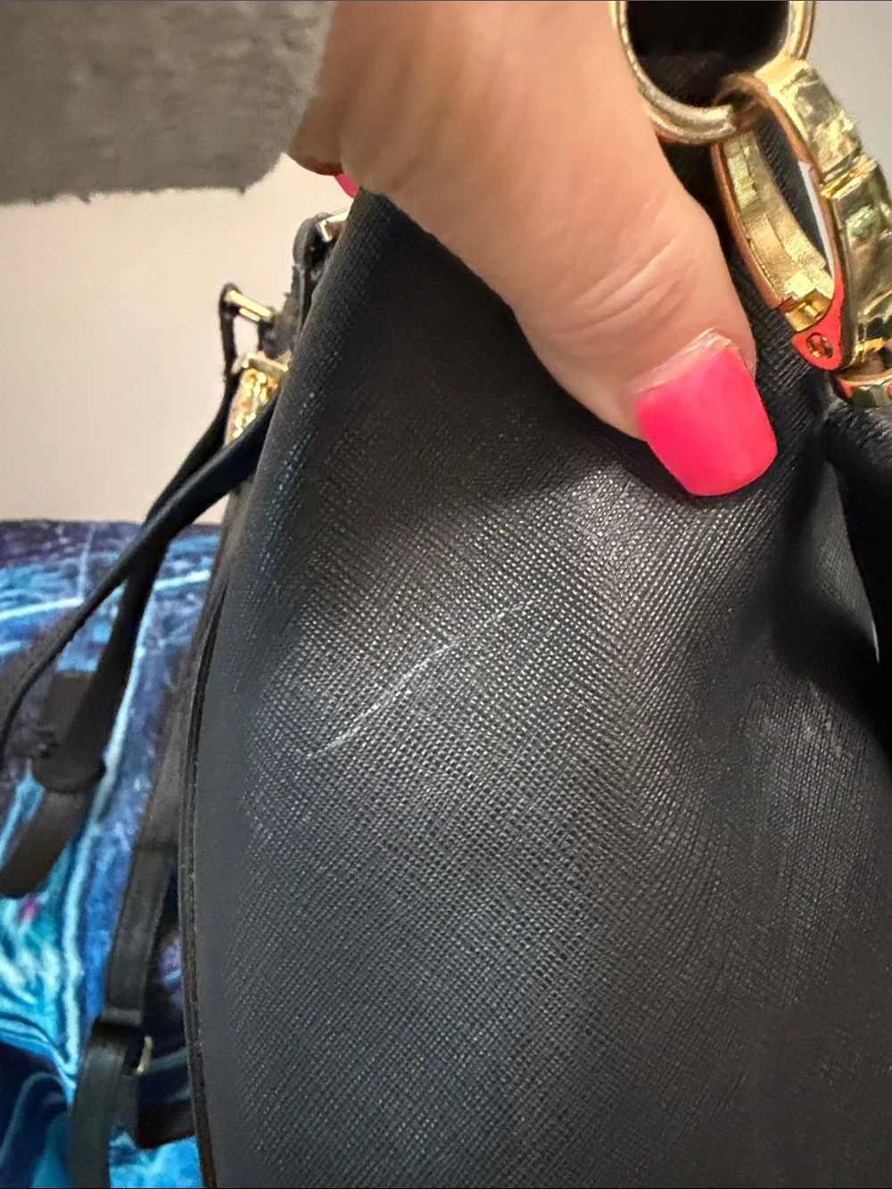Michael Kors Black Leather Tote with Gold-Tone Lock - Picture 5 of 14